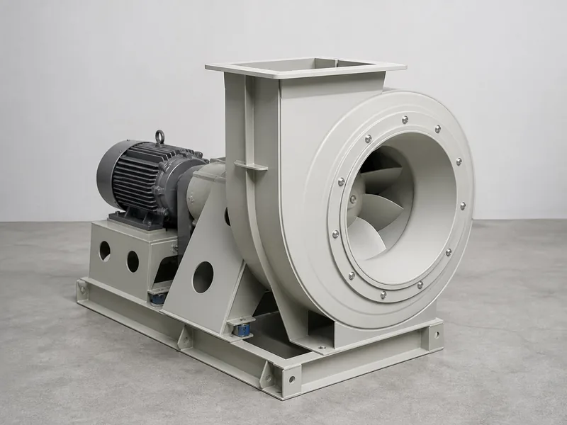 Corrosion-resistant PP fan with sealed shaft and motor on isolated base