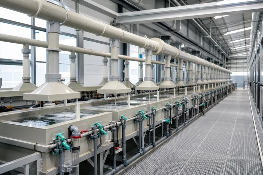 Electroplating line with PP tanks and fume extraction