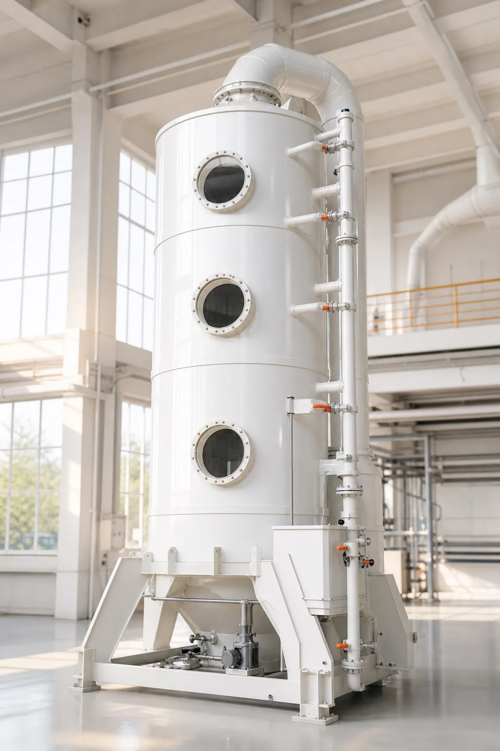 Vertical PP wet scrubber tower fabricated by JHF Environmental